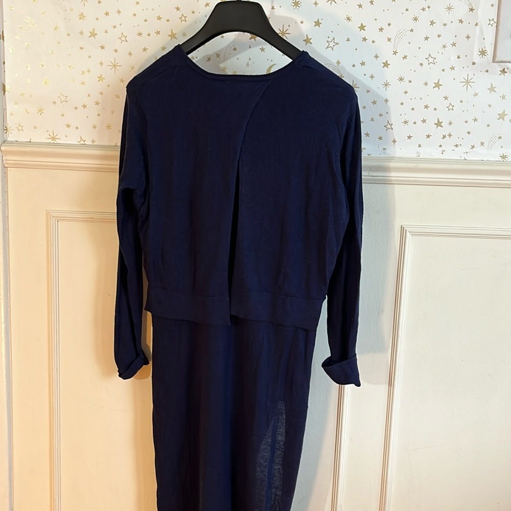 Zara Knit Navy Blue Sweater Dress with Slit Sides